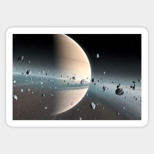 View from within the rings of Saturn, illustration, (F033/6195) Sticker